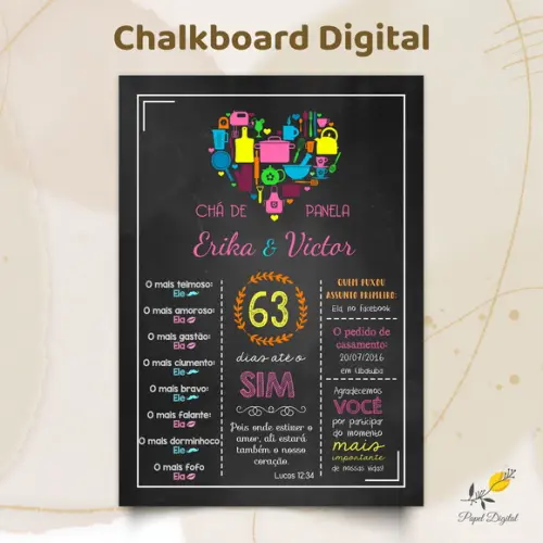 Chalkboard Digital Chá de Cozinha Modelo 2