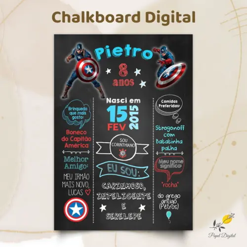 Chalkboard Digital Capitão América Modelo 2