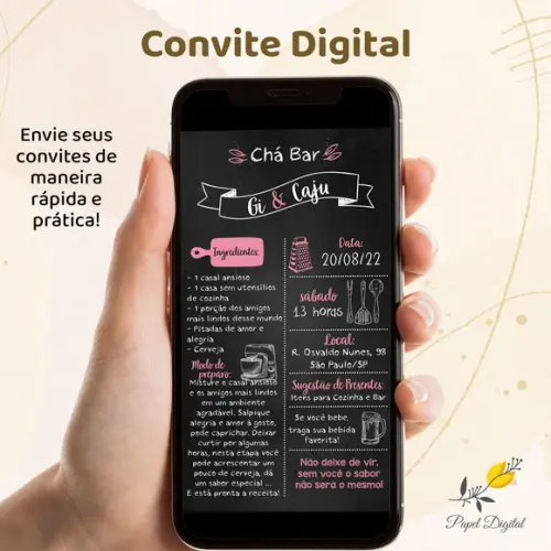 Convite Digital Chá Bar Modelo 4