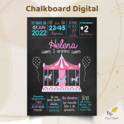 Chalkboard Digital Carrossel Encantado