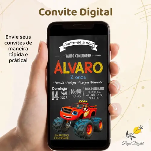 Convite Digital Blaze And The Monster Machines Modelo 1