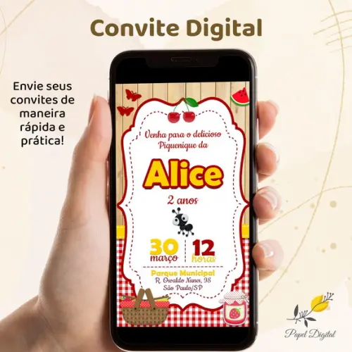 Convite Digital Piquenique Modelo 2