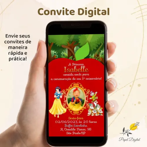 Convite Digital Branca de Neve Modelo 2