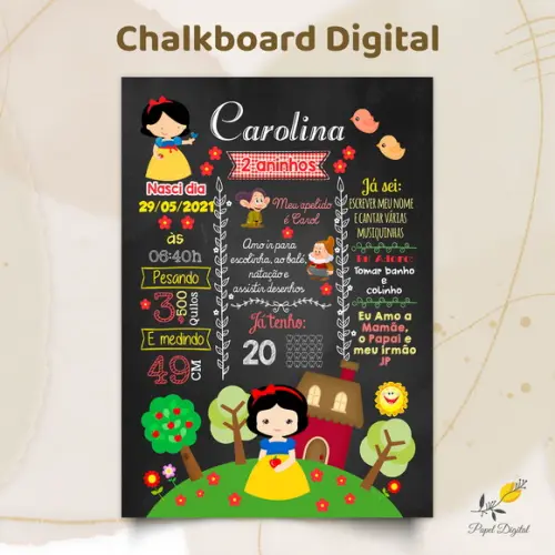 Chalkboard Digital Branca de Neve Baby