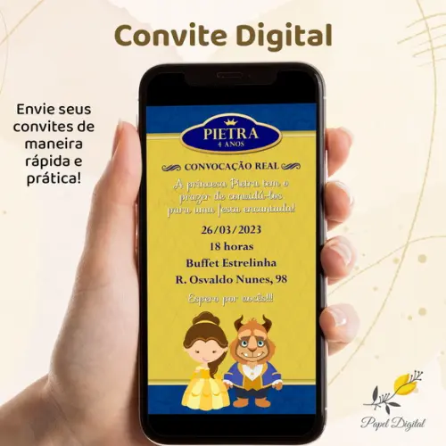 Convite Digital Bela e a Fera Modelo 5