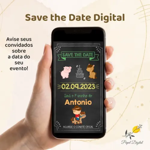 Save The Date Digital Fazendinha Modelo 1