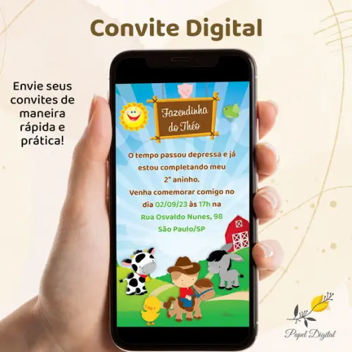 Convite Digital Fazendinha Modelo 1