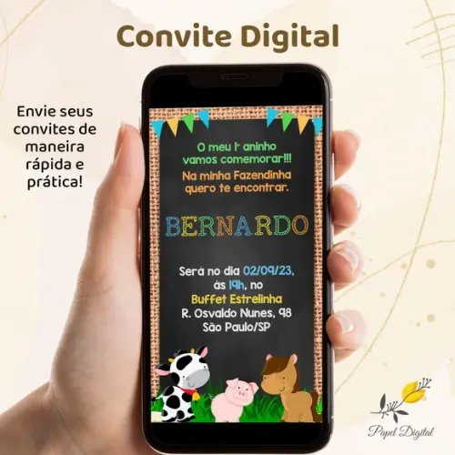 Convite Digital Fazendinha Modelo 3