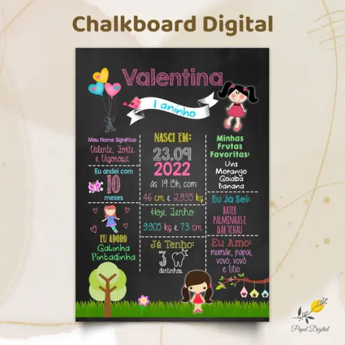 Chalkboard Digital Boneca Modelo 2