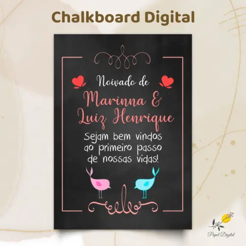 Chalkboard Digital Noivado Modelo 3
