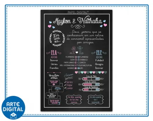 Chalkboard Digital Namorados Modelo 14