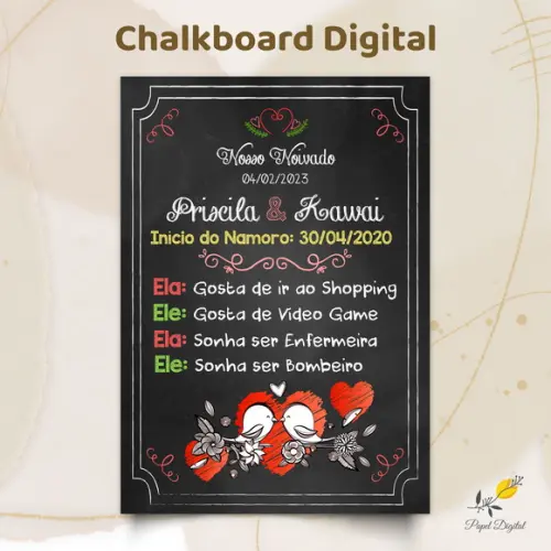 Chalkboard Digital Noivado Modelo 2