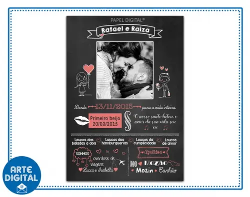 Chalkboard Digital Namorados Modelo 9
