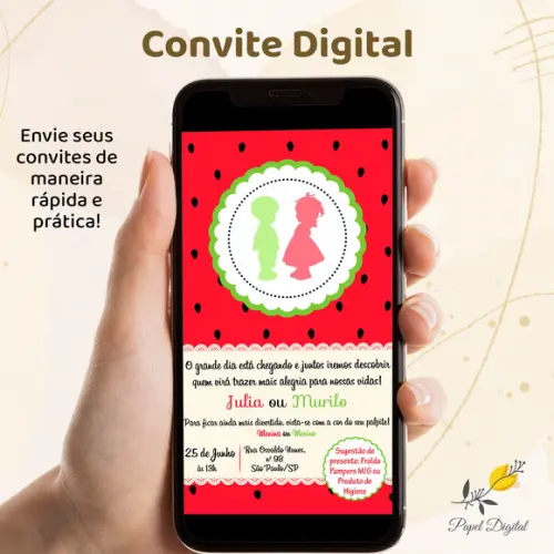 Convite Digital Chá de Revelação Modelo 4