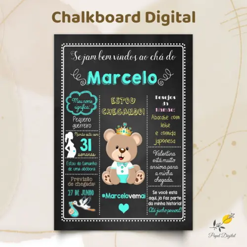 Chalkboard Digital Chá de Bebê Modelo 6