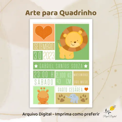 Arte Informações do Bebê Modelo 5