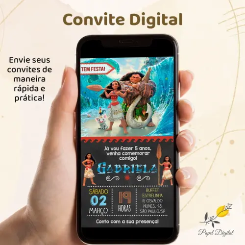 Convite Digital Moana Modelo 2