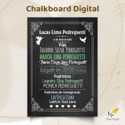 Chalkboard Digital Batizado Modelo 6