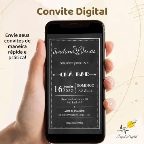 Convite Digital Chá Bar Modelo 3