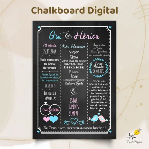Chalkboard Digital Casamento Modelo 8