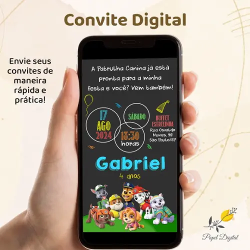 Convite Digital Patrulha Canina Modelo 6