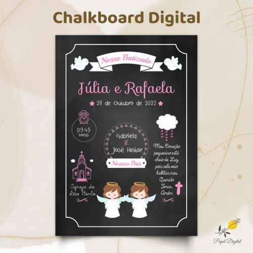 Chalkboard Digital Batizado Modelo 5