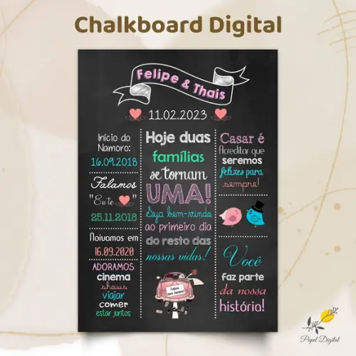 Chalkboard Digital Casamento Modelo 5
