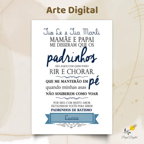 Arte Digital Batizado Padrinhos