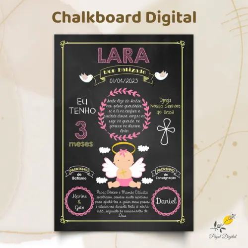 Chalkboard Digital Batizado Modelo 3