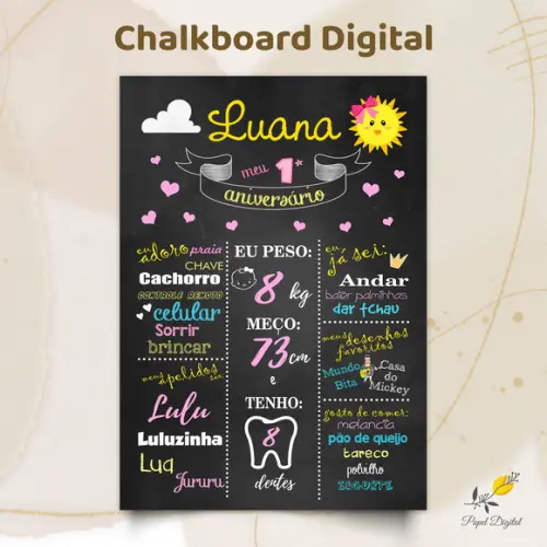 Chalkboard Digital Chuva de Amor Modelo 1