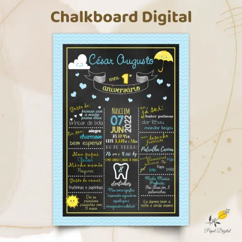 Chalkboard Digital Chuva de Amor Modelo 2