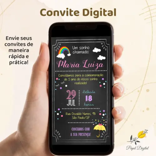 Convite Digital Chuva de Amor Modelo 3
