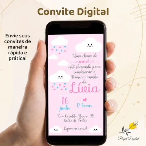 Convite Digital Chuva de Amor Modelo 2