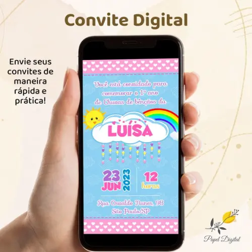 Convite Digital Chuva de Amor Modelo 1
