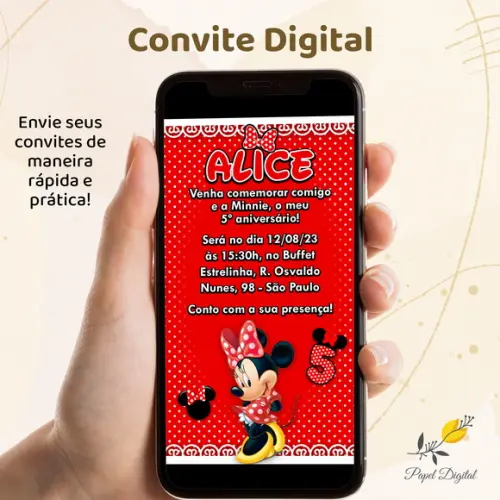 Convite Digital Minnie Modelo 3