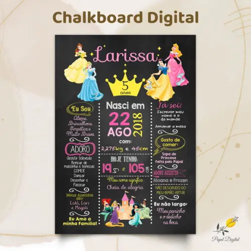 Chalkboard Digital Princesas Modelo 1