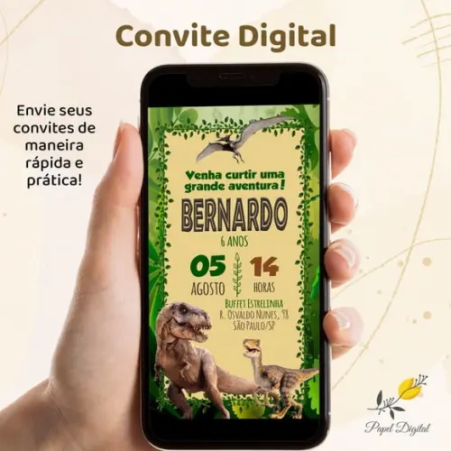 Convite Digital Dinossauro Modelo 1