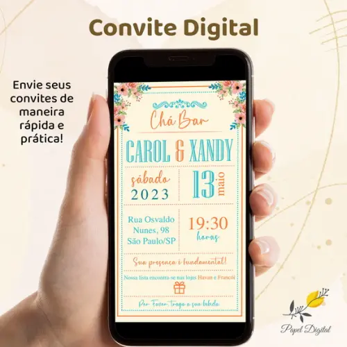 Convite Digital Chá Bar Modelo 1
