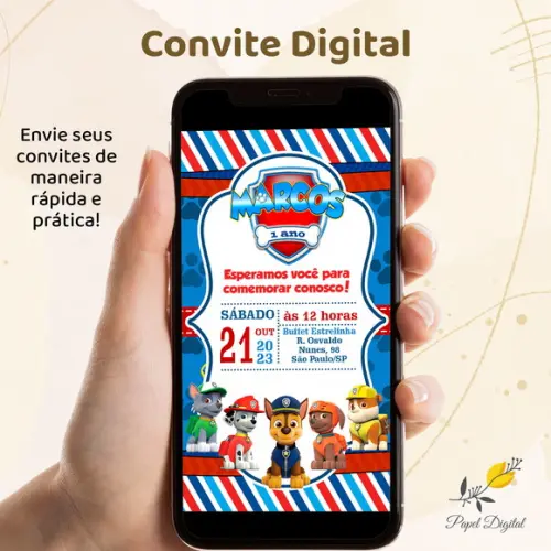 Convite Digital Patrulha Canina Modelo 4