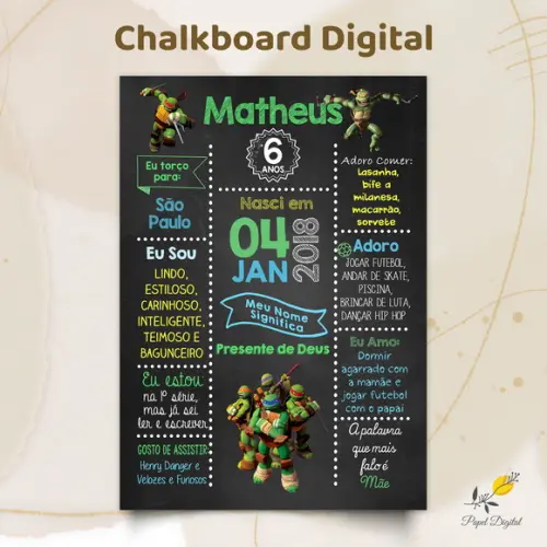 Chalkboard Digital Tartarugas Ninja