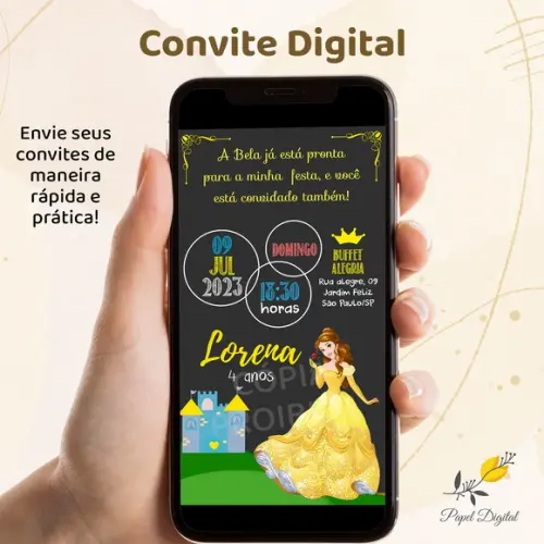 Convite Digital Bela e a Fera Modelo 2