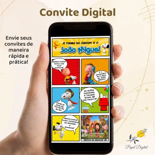 Convite Digital Snoopy Modelo 2