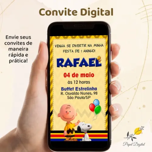 Convite Digital Snoopy Modelo 1