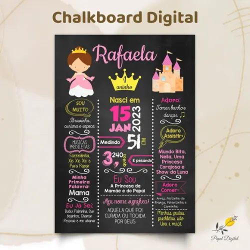 Chalkboard Digital Princesa Modelo 1