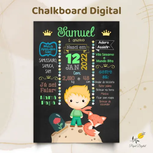 Chalkboard Digital Pequeno Príncipe Modelo 2