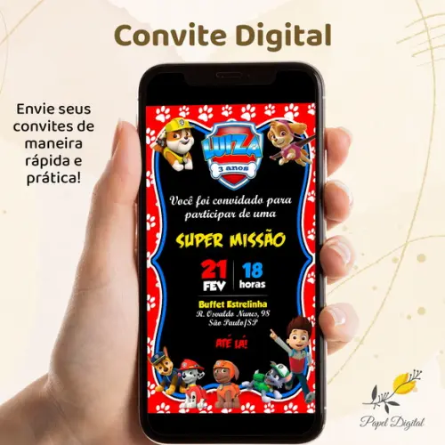 Convite Digital Patrulha Canina Modelo 3