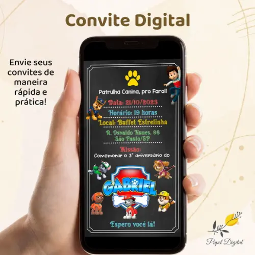 Convite Digital Patrulha Canina Modelo 2