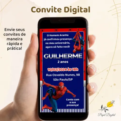 Convite Digital Homem Aranha Modelo 1