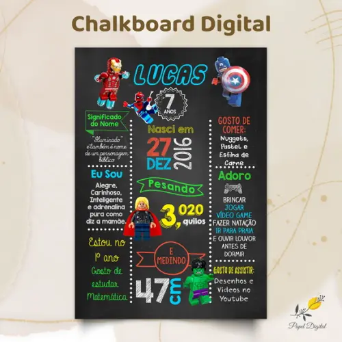 Chalkboard Digital Lego Marvel Modelo 1