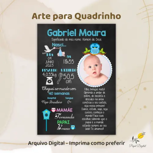Arte Informações do Bebê Modelo 3